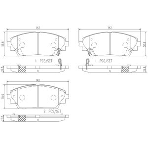 Brembo Brake Pad, Nao, Fmsi Number D1728-8952, Ceramic, Set of 4, With Hardware – P49050N