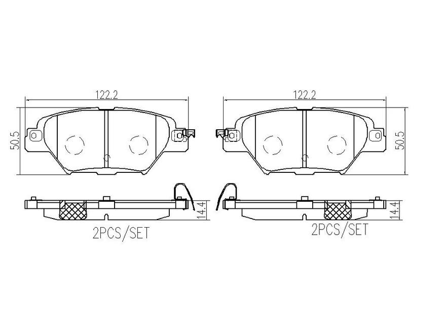 Brembo Brake Pad, Nao, Fmsi Number D1934-9157, Ceramic, Set of 4, With Hardware – P49062N