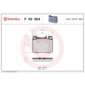 Brembo Brake Pad, Fmsi Number D1072-7977, Low-Metallic, Set of 4 – P50004