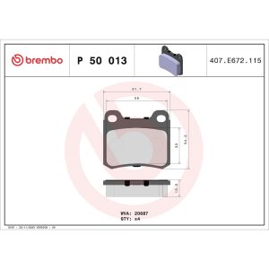 Brembo Brake Pad, Fmsi Number D335-7315, Low-Metallic, Set of 4 – P50013
