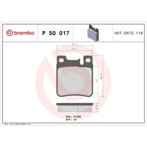Brembo Brake Pad, Fmsi Number D603-7526, Low-Metallic, Set of 4 – P50017