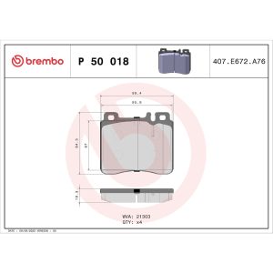 Brembo Brake Pad, Fmsi Number D689-7564, Low-Metallic, Set of 4 – P50018