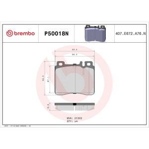 Brembo Brake Pad, Nao, Fmsi Number D689-7564, Ceramic, Set of 4 – P50018N