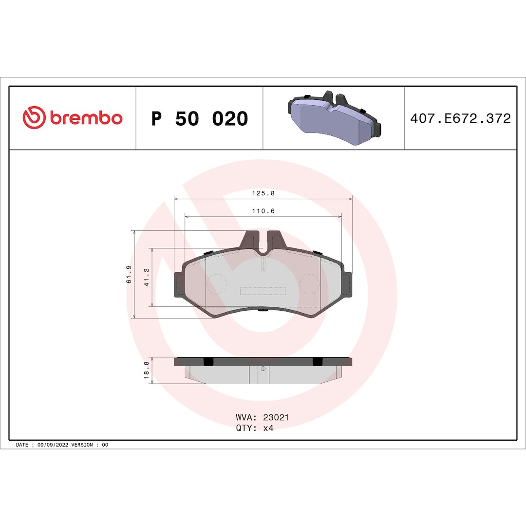 Brembo Brake Pad, Fmsi Number D928-7970, Low-Metallic, Set of 4 – P50020
