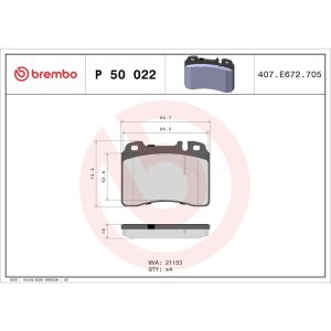 Brembo Brake Pad, Fmsi Number D561-7525, Low-Metallic, Set of 4 – P50022