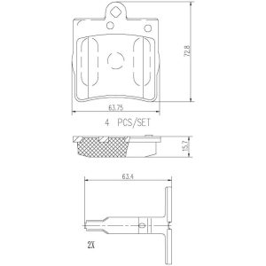 Brembo Brake Pad, Nao, Fmsi Number D779-7647, Ceramic, Set of 4 – P50025N