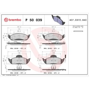 Brembo Brake Pad, Fmsi Number D760-7628, Low-Metallic, Set of 4 – P50039
