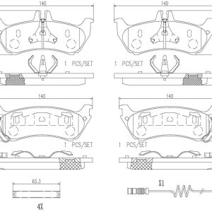 Brembo Brake Pad, Nao, Fmsi Number D875-7750, Ceramic, Set of 4, With Hardware – P50044N