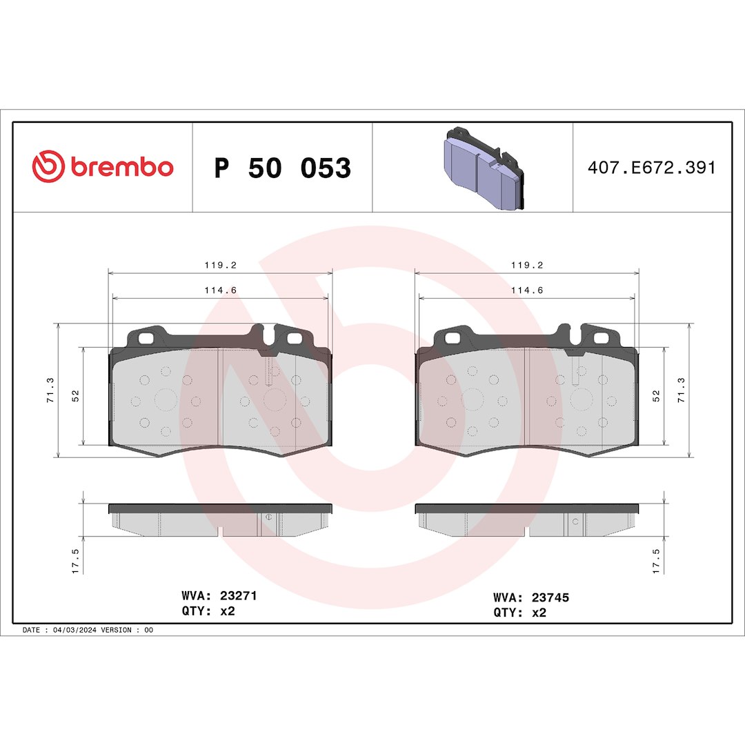 Brembo Brake Pad, Fmsi Number D847-7960, Low-Metallic, Set of 4 – P50053