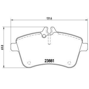 Brembo Brake Pad, Fmsi Number D1357-8466, Low-Metallic, Set of 4, With Hardware, Fits 2008 Mercedes-Benz B200 Models – P50057