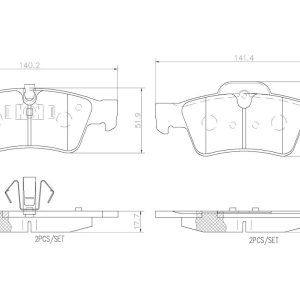 Brembo Brake Pad, Nao, Fmsi Number D1122-8228, Ceramic, Set of 4 – P50064N