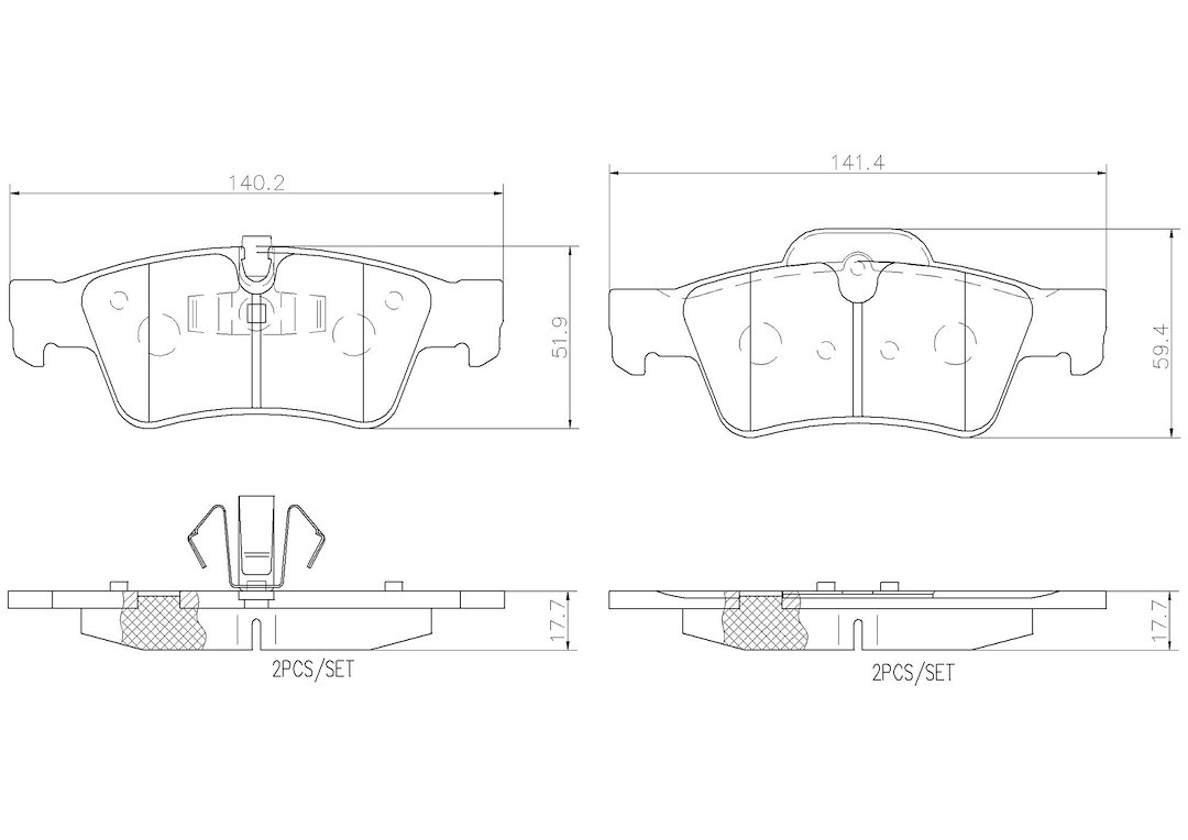 Brembo Brake Pad, Nao, Fmsi Number D1122-8228, Ceramic, Set of 4 – P50064N