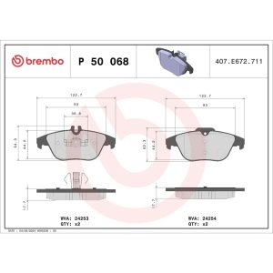 Brembo Brake Pad, Fmsi Number D1341-8452, Low-Metallic, Set of 4 – P50068