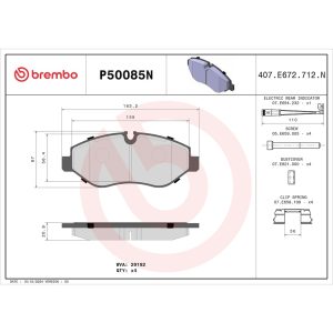Brembo Brake Pad, Nao, Fmsi Number D1316-8430, Ceramic, Set of 4, With Hardware – P50085N
