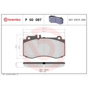 Brembo Brake Pad, Fmsi Number D1420-8535, Low-Metallic, Set of 4 – P50087
