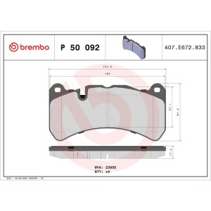 Brembo Brake Pad, Fmsi Number D1116-8222, Low-Metallic, Set of 4 – P50092