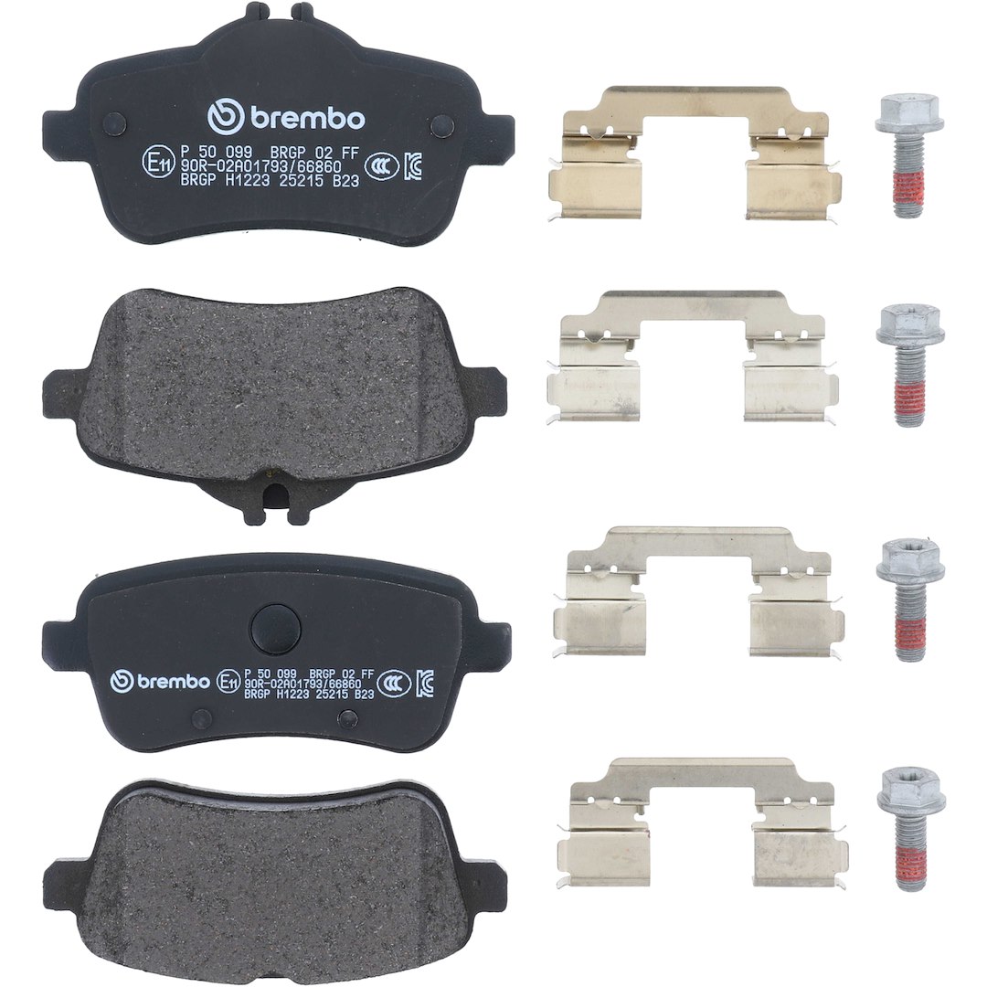 Brembo Brake Pad, Fmsi Number D1630-8848, Low-Metallic, Set of 4, With Hardware – P50099