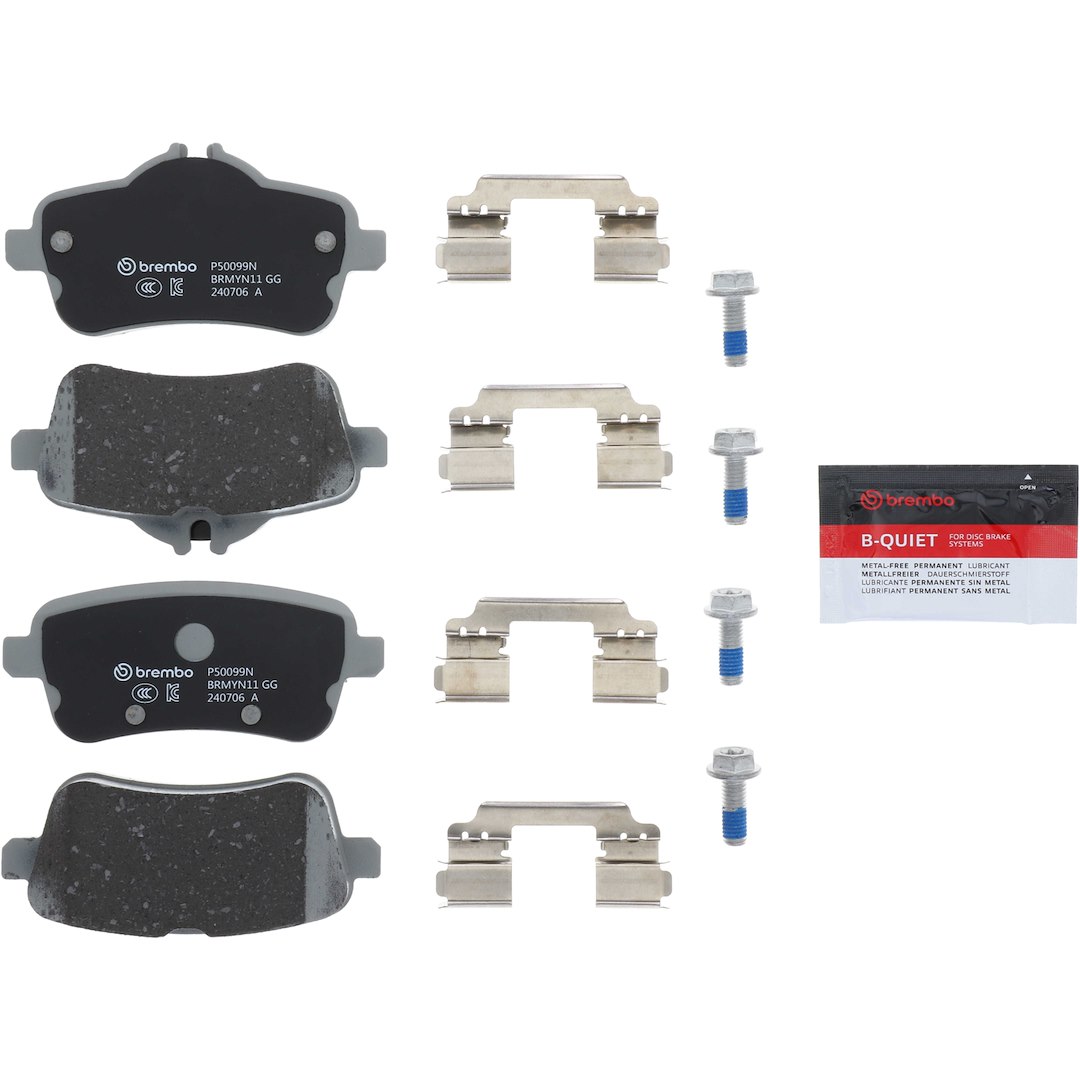 Brembo Brake Pad, Nao, Fmsi Number D1630-8848, Ceramic, Set of 4, With Hardware – P50099N