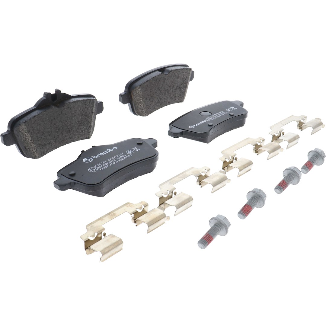 Brembo Brake Pad, Fmsi Number D1630-8880, Low-Metallic, Set of 4, With Hardware – P50101