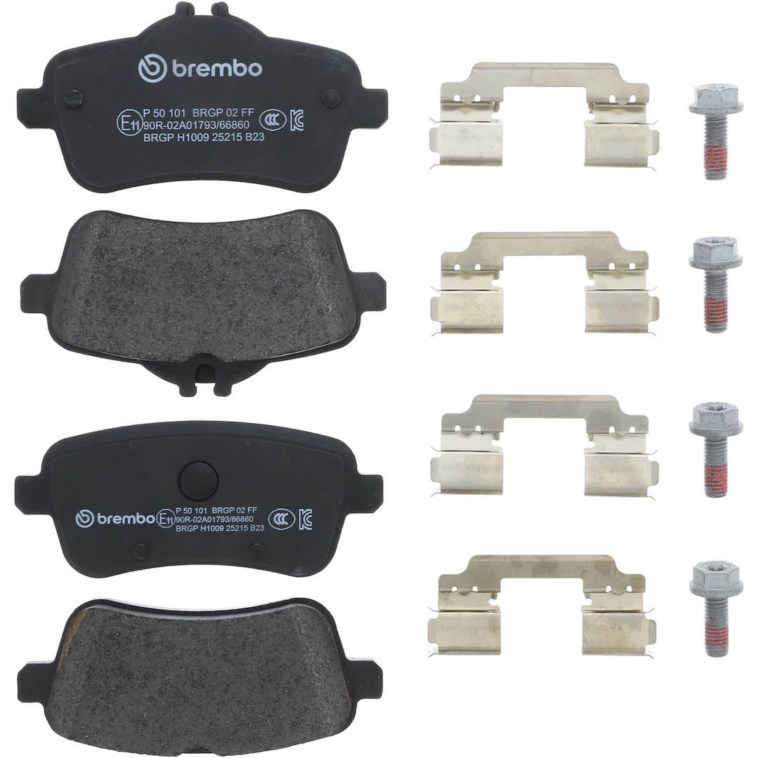 Brembo Brake Pad, Fmsi Number D1630-8880, Low-Metallic, Set of 4, With Hardware – P50101