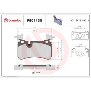 Brembo Brake Pad, Nao, Fmsi Number D1373-8485, Ceramic, Set of 4 – P50113N