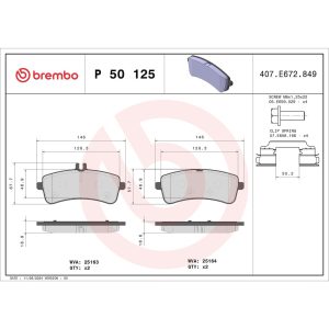 Brembo Brake Pad, Fmsi Number D1681-8911, Low-Metallic, Set of 4, With Hardware/ Brake Caliper Screws – P50125