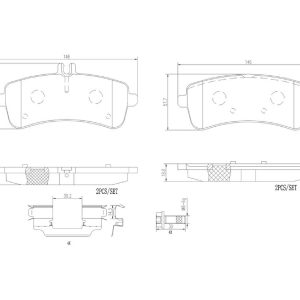 Brembo Brake Pad, Nao, Fmsi Number D1681-8911, Ceramic, Set of 4, With Hardware/ Brake Caliper Screws – P50125N