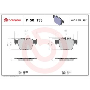 Brembo Brake Pad, Fmsi Number D1872-9101, Low-Metallic, Set of 4 – P50133