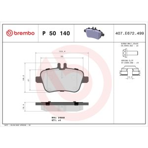 Brembo Brake Pad, Fmsi Number D1646-8874, Low-Metallic, Set of 4, With Hardware/ Brake Caliper Screws – P50140