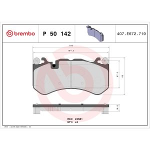 Brembo Brake Pad, Fmsi Number D1291-8478, Low-Metallic, Set of 4 – P50142