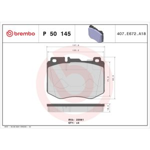Brembo Brake Pad, Fmsi Number D1796-9150, Low-Metallic, Set of 4 – P50145