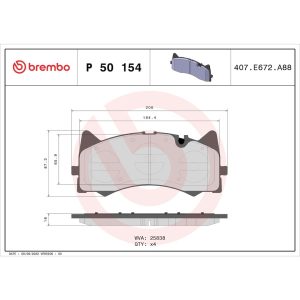 Brembo Brake Pad, Prime Line, Fmsi Number D1873-9102, Low-Metallic, Set of 4, With Mounting Hardware – P50154