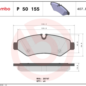 Brembo Brake Pad, Prime Line, Fmsi Number D2201-9442, Low-Metallic, Set of 4 – P50155