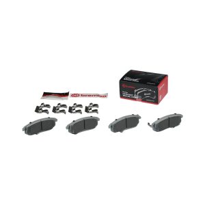 Brembo Brake Pad, Nao, Fmsi Number D653-7318/ D526-7407/ D653-7407/ D815-7605/ D815-7783, Ceramic, Set of 4, With Hardware – P56021N