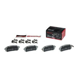 Brembo Brake Pad, Nao, Fmsi Number D653-7318/ D526-7407/ D653-7407/ D815-7605/ D815-7783, Ceramic, Set of 4, With Hardware – P56021N