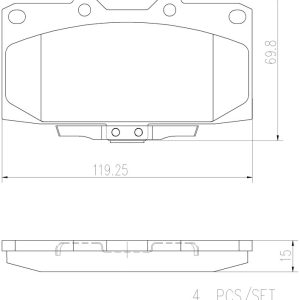 Brembo Brake Pad, Nao, Fmsi Number D1182-8298/ D647-7340, Ceramic, Set of 4 – P56034N