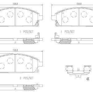 Brembo Brake Pad, Nao, Fmsi Number D855-7910, Ceramic, Set of 4, With Hardware – P56040N