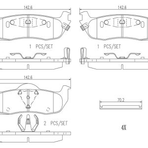 Brembo Brake Pad, Nao, Fmsi Number D1041-7945, Ceramic, Set of 4, With Hardware – P56074N
