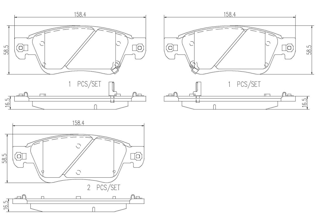 Brembo Brake Pad, Nao, Fmsi Number D1287-8404, Ceramic, Set of 4, With Hardware – P56080N