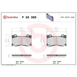 Brembo Brake Pad, Fmsi Number D1346-8457, Low-Metallic, Set of 4 – P56089