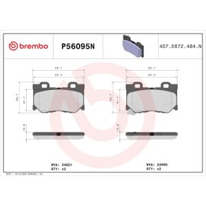Brembo Brake Pad, Nao, Fmsi Number D1347-8458, Ceramic, Set of 4 – P56095N