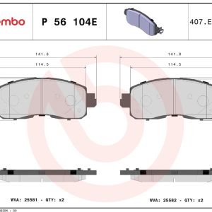 Brembo Brake Pad, Prime Line, Fmsi Number D1650-8878, Low-Metallic, Set of 4 – P56104