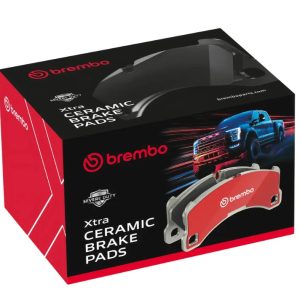 Brembo Brake Pad, Xtra Severe Duty, Fmsi Number D1565-8773, Ceramic, Set of 4, With Pad Wear Sensor/ Mounting Hardware/ Brake Lubricant – P56124SD