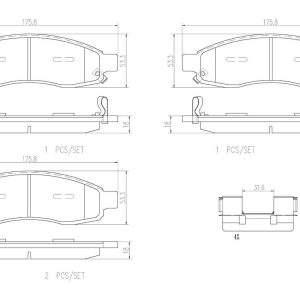 Brembo Brake Pad, Nao, Fmsi Number D1015-7918, Ceramic, Set of 4, With Hardware – P58001N