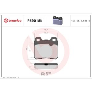 Brembo Brake Pad, Nao, Fmsi Number D427-7316, Ceramic, Set of 4 – P59018N