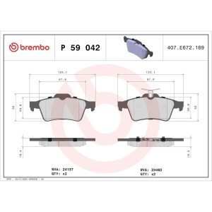 Brembo Brake Pad, Fmsi Number D973-8248, Low-Metallic, Set of 4 – P59042