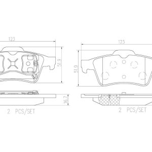 Brembo Brake Pad, Nao, Fmsi Number D973-7874, Ceramic, Set of 4 – P59044N