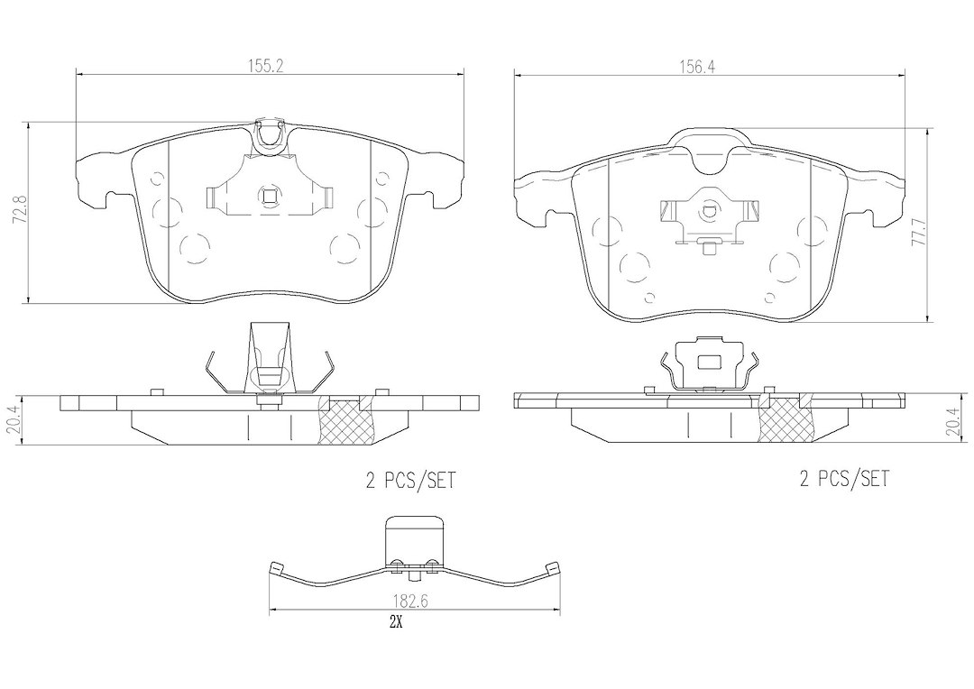 Brembo Brake Pad, Nao, Fmsi Number D1257-8376, Ceramic, Set of 4 – P59046N