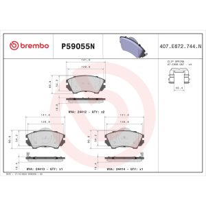Brembo Brake Pad, Nao, Fmsi Number D1404-8512, Ceramic, Set of 4 – P59055N