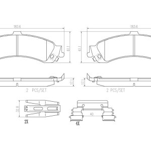 Brembo Brake Pad, Nao, Fmsi Number D834-7707, Ceramic, Set of 4, With Hardware – P59065N